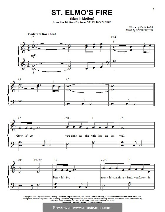 St. Elmo's Fire (Man in Motion): Для фортепиано by David Foster