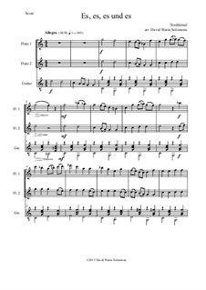 Пять немецких народных песен: Es es es und es, for two flutes and guitar by folklore