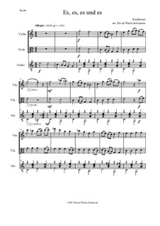 Пять немецких народных песен: Es es es und es, for violin, viola and guitar by folklore