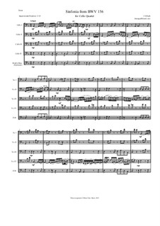 Ich steh mit einem Fuss im Grabe, BWV 156: Arranged for cello quartet by Иоганн Себастьян Бах