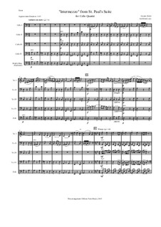 St. Paul's Suite, Op.29: Intermezzo, arranged for cello quartet by Густав Холст