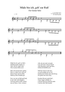 Müde bin ich, geh zur Ruh': For guitar solo by Theodor Fliedner