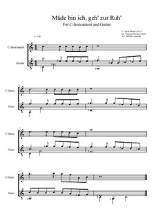 Müde bin ich, geh zur Ruh': For C-instrument and guitar by Theodor Fliedner