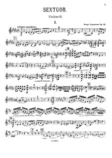 Секстет для струнного квартета, контрабаса и фортепиано, Op.63: Партия второй скрипки by Сергей Ляпунов