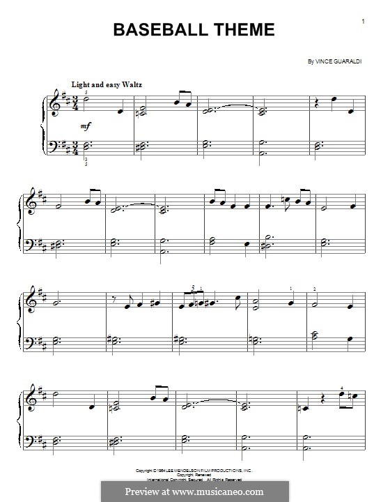 Baseball Theme (from A Boy Named Charlie Brown): Для фортепиано by Vince Guaraldi