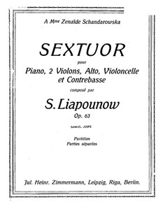 Секстет для струнного квартета, контрабаса и фортепиано, Op.63: Партия фортепиано by Сергей Ляпунов