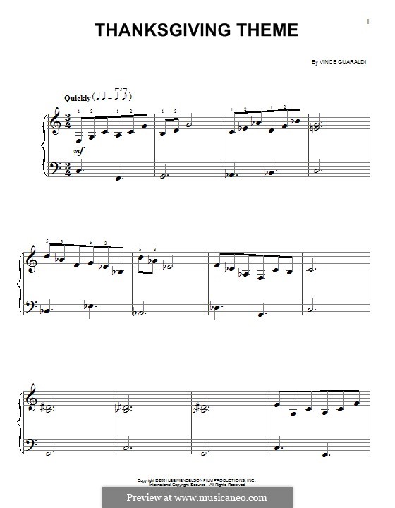 Thanksgiving Theme: Для фортепиано by Vince Guaraldi