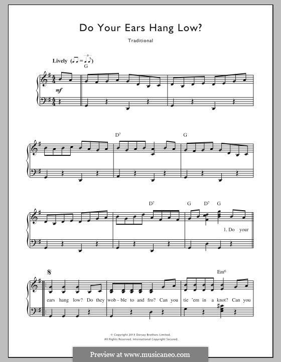 Do Your Ears Hang Low?: Для голоса и фортепиано by folklore