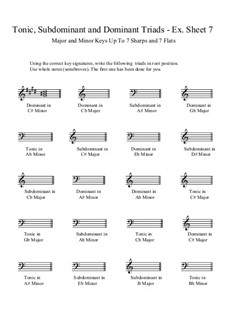 Tonic, Subdominant and Dominant Triads: Ex. Sheet 7 by Yvonne Johnson