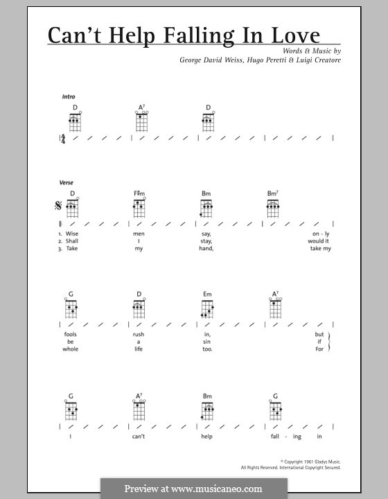 Can't Help Falling in Love: For ukulele (UB40) by George David Weiss, Hugo Peretti, Luigi Creatore