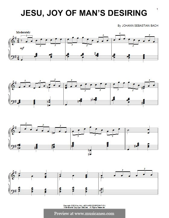 Jesu, Joy of Man's Desiring, for Piano: Для одного исполнителя by Иоганн Себастьян Бах