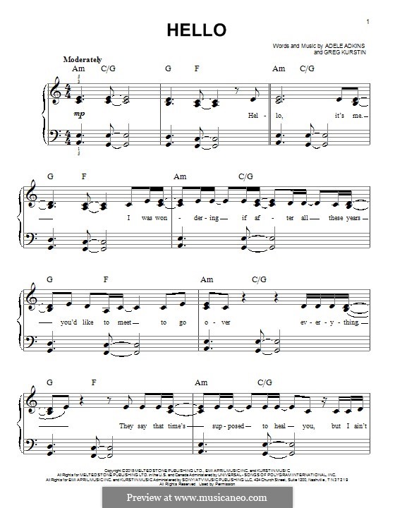 Adele ноты для фортепиано