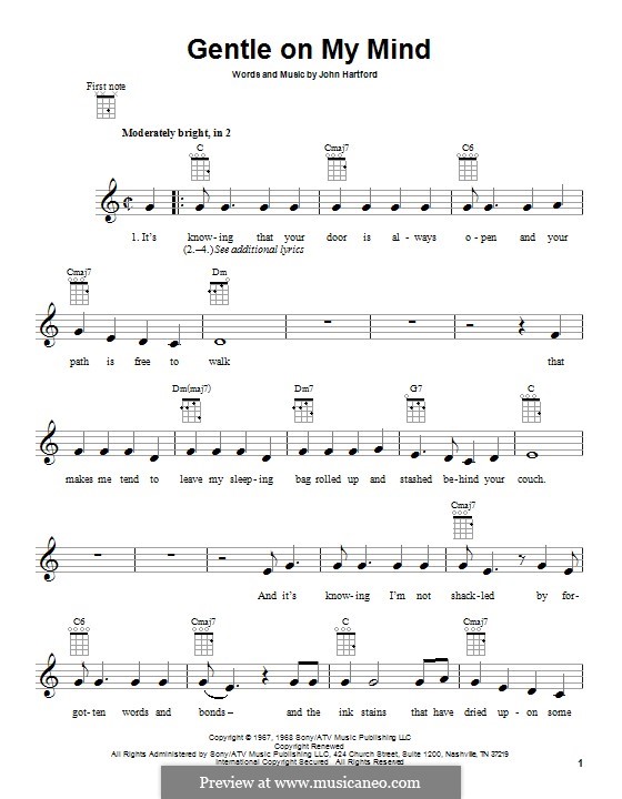 Gentle On My Mind: Для укулеле by John Hartford