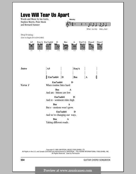 Love Will Tear Us Apart (Joy Division): Текст, аккорды by Bernard Sumner, Ian Curtis, Peter Hook, Stephen Morris