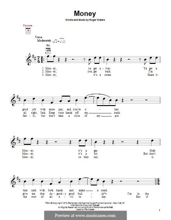 Money (Pink Floyd): Для укулеле by Roger Waters