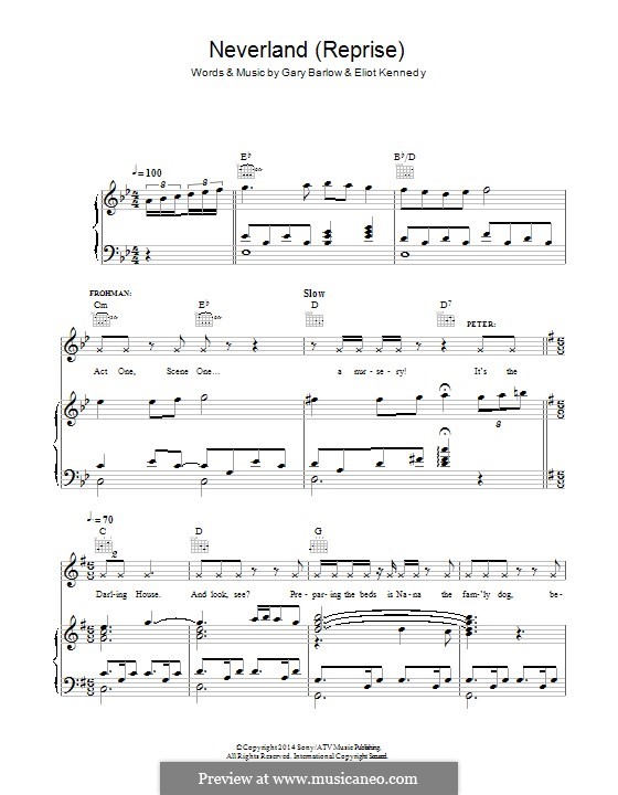 Neverland (Reprise) from 'Finding Neverland': Для голоса и фортепиано (или гитары) by Eliot Kennedy, Gary Barlow
