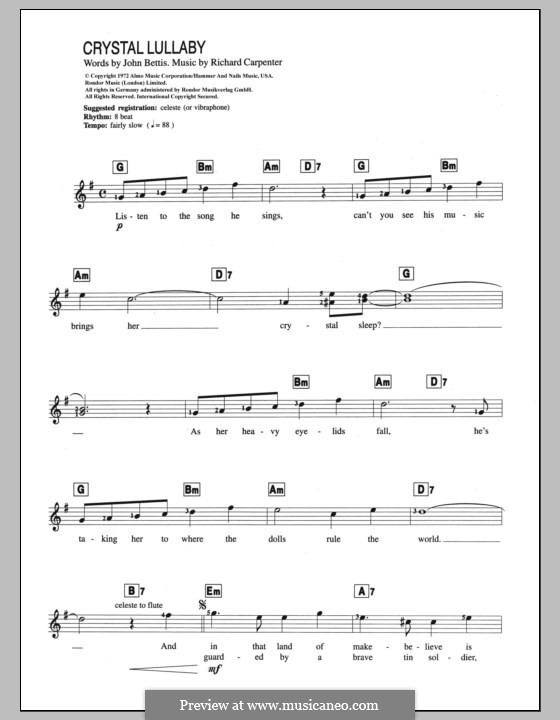 Crystal Lullaby: Для клавишного инструмента by Richard Carpenter
