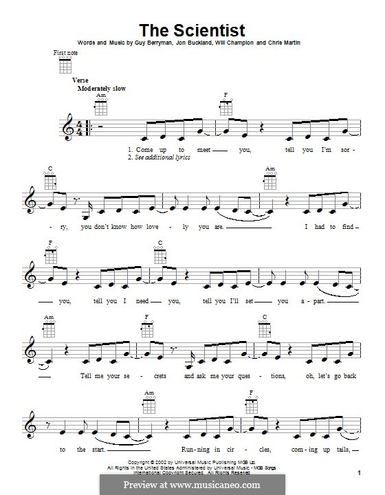 The Scientist (Coldplay): Для укулеле by Chris Martin, Guy Berryman, Jonny Buckland, Will Champion