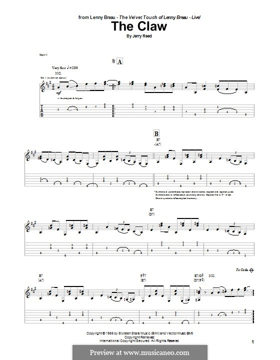 The Claw: Гитарная табулатура by Jerry Reed