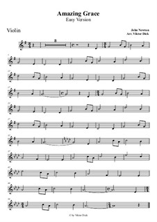 О, благодать, для одного инструмента: For violin (easy version) by folklore