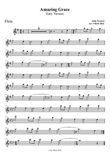 О, благодать, для одного инструмента: For flute (easy version) by folklore