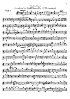 Симфония No.5 ре мажор 'Реформаторская', Op.107: Партии гобоев by Феликс Мендельсон-Бартольди