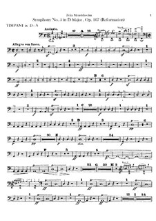 Симфония No.5 ре мажор 'Реформаторская', Op.107: Партия литавр by Феликс Мендельсон-Бартольди