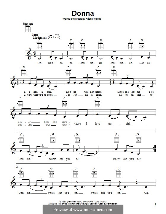 Donna: Для укулеле by Ritchie Valens