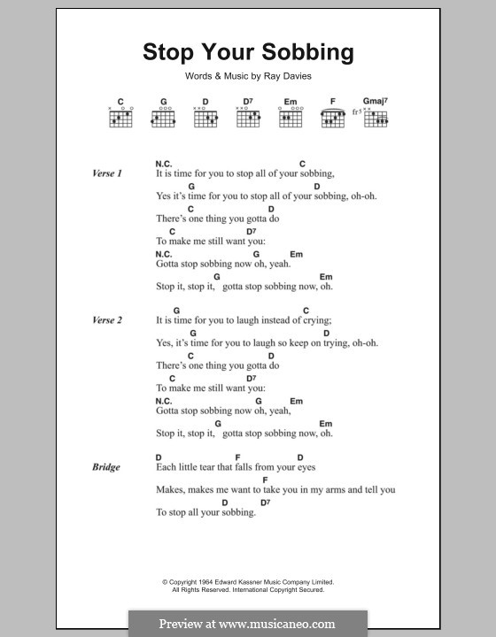 Stop Your Sobbing (The Pretenders): Текст, аккорды by Ray Davies