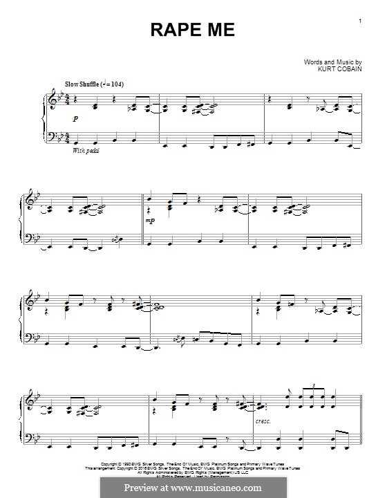 Rape Me (Nirvana): Для фортепиано (jazz version) by Kurt Cobain