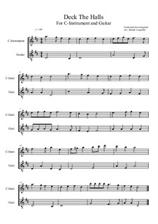 Deck the Hall: For C-instrument guitar (D Major) by folklore