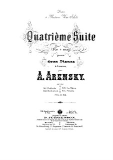 Сюита для двух фортепиано в четыре руки No.4, Op.62: Партия I фортепиано by Антон Аренский