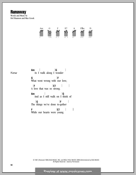 Runaway: Для укулеле by Del Shannon, Max Crook