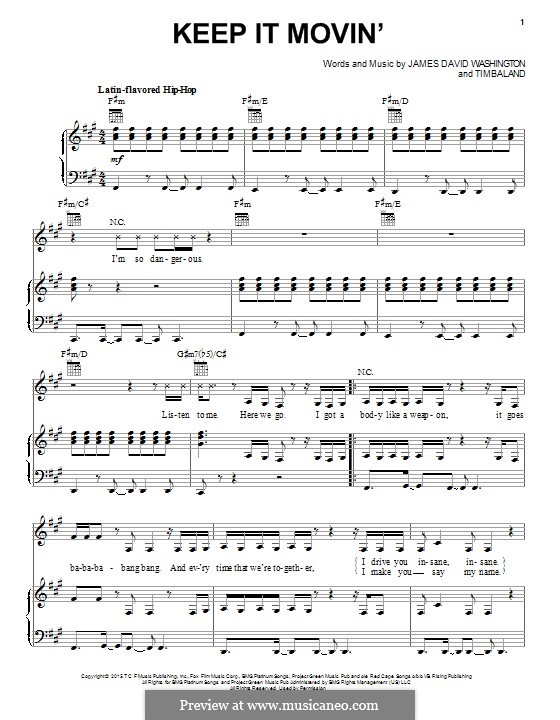 Keep It Movin' (feat. Yazz): Для голоса и фортепиано (или гитары) by James Washington, Timbaland