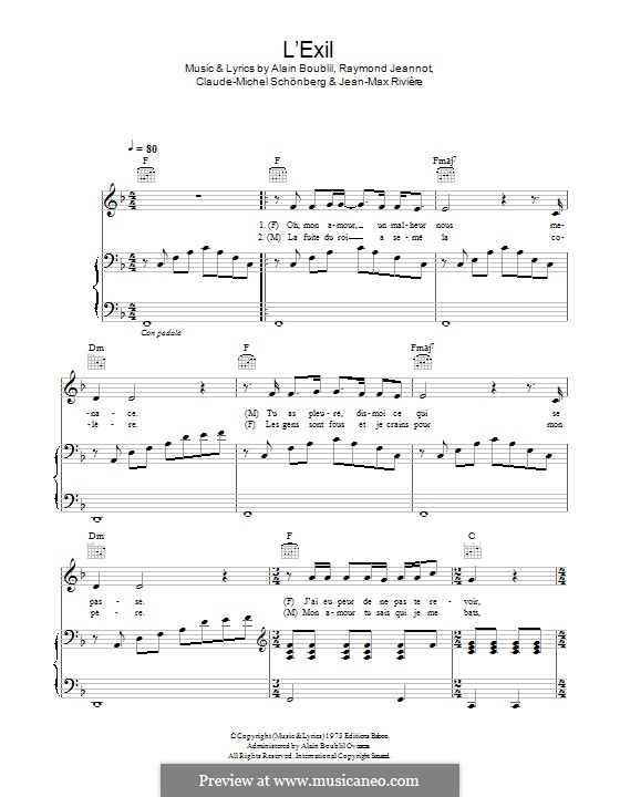 L'Exil: Для голоса и фортепиано (или гитары) by Claude-Michel Schönberg
