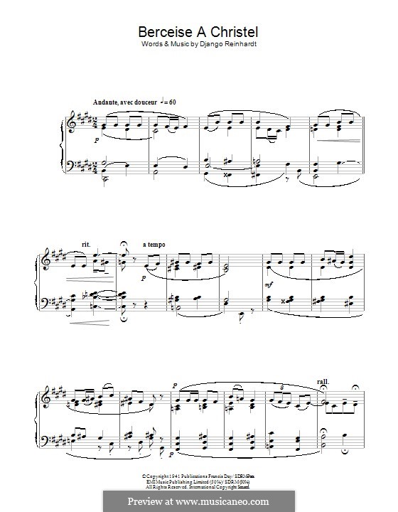 Berceuse a Christel: Для фортепиано by Django Reinhardt