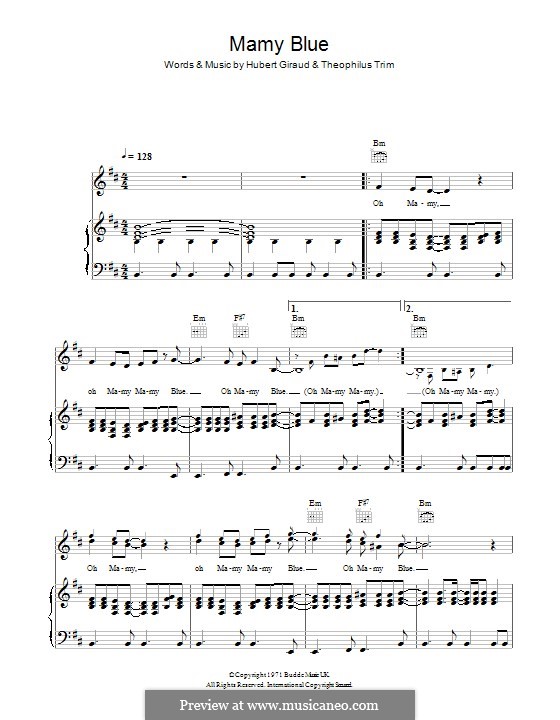 Mamy Blue: Для голоса и фортепиано (или гитары) by Hubert Giraud, Theophilus Trim