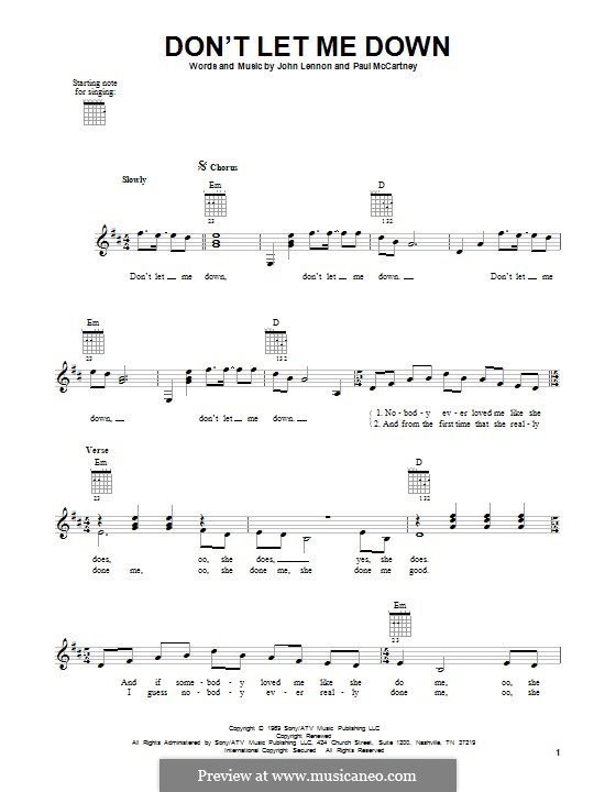 Don't Let Me Down (The Beatles): Гитарная табулатура by John Lennon, Paul McCartney