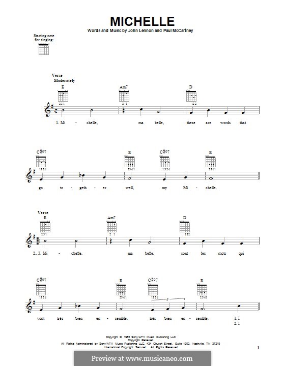 Michelle (The Beatles), for One Instrument: Гитарная табулатура by John Lennon, Paul McCartney