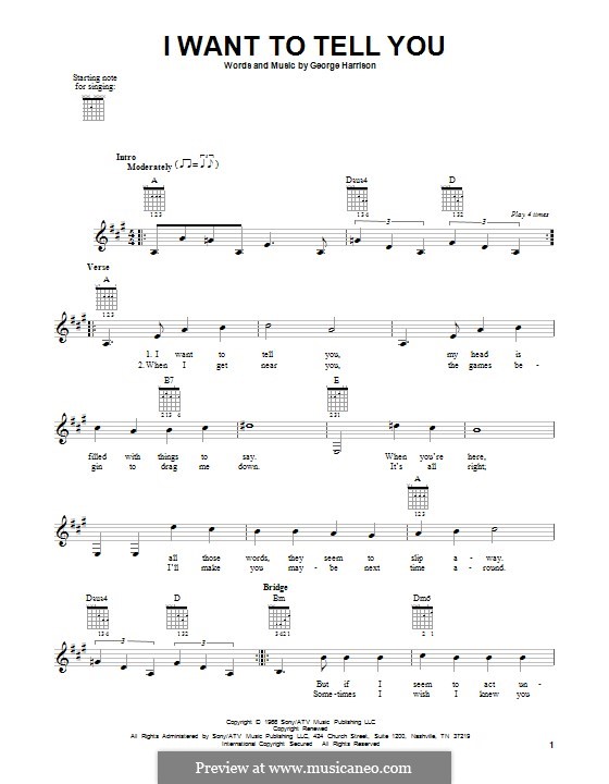 I Want to Tell You (The Beatles): Гитарная табулатура by George Harrison