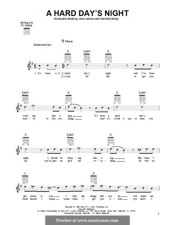 A Hard Day's Night (The Beatles): Для гитары by John Lennon, Paul McCartney