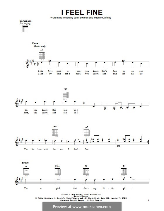 I Feel Fine (The Beatles): Для гитары by John Lennon, Paul McCartney