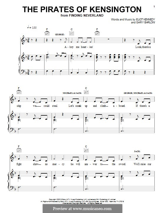 The Pirates of Kensington (from 'Finding Neverland'): Для голоса и фортепиано (или гитары) by Eliot Kennedy, Gary Barlow