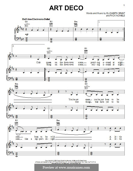 Art Deco (Lana Del Rey): Для голоса и фортепиано (или гитары) by Rick Nowels, Elizabeth Grant