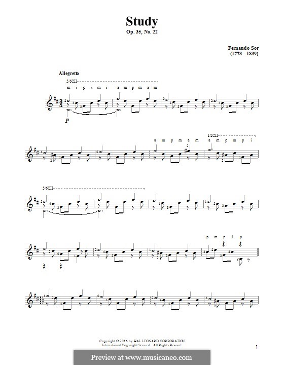 Двадцать четыре упражнения для гитары, Op.35: Etude No.22 by Фернандо Сор