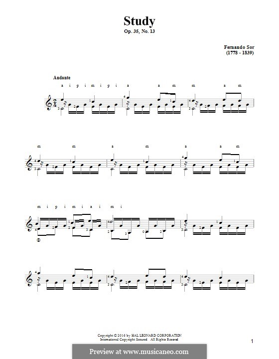 Двадцать четыре упражнения для гитары, Op.35: Etude No.13 by Фернандо Сор