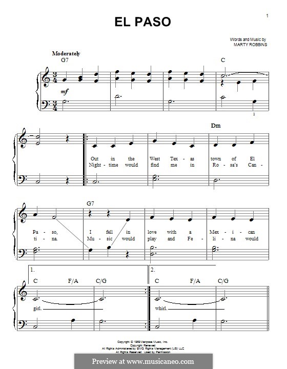 El Paso: Для фортепиано by Marty Robbins