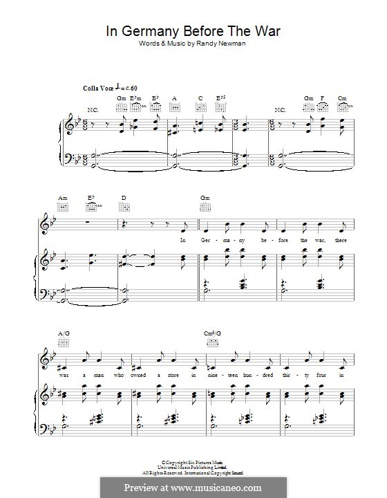 In Germany Before the War: Для голоса и фортепиано (или гитары) by Randy Newman