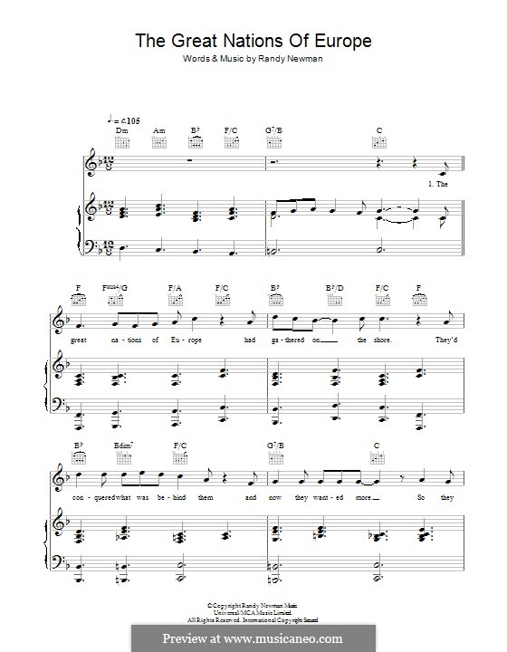 The Great Nations of Europe: Для голоса и фортепиано (или гитары) by Randy Newman