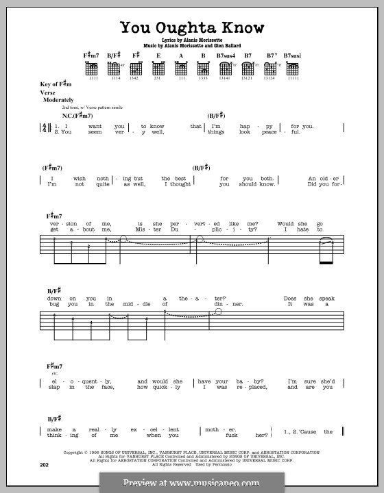 You Oughta Know: Гитарная табулатура by Glen Ballard